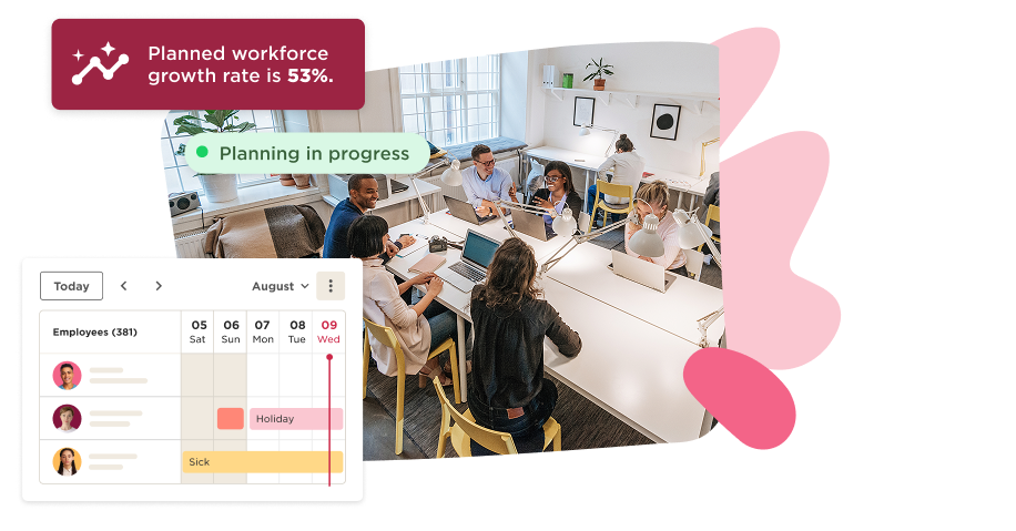 Illustration showing flexible HR workflows adapting over time.